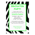 Zebra Stripe Graduation Party Invitation Green invitations