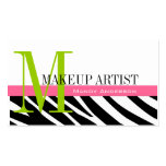 Zebra Stripe Pattern Monogram Make Up Artist Business Cards
