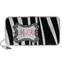 Zebra Stripe Pattern Monograms Wedding Favour iPod Speaker