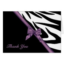 Zebra Stripes and Ribbon Thank You Note Greeting Card