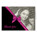 Zebra Stripes and Ribbon Thank You Note with Photo Greeting Card