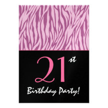 Zebra Stripes Birthday Pink and Purple Template Custom Invitation