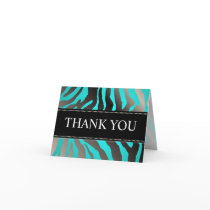 Zebra Stripes/DIY colour, Aqua/Thank You Note Card