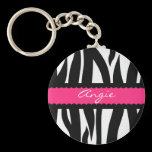 Zebra Stripes Pattern Personalized Name Keychain keychains