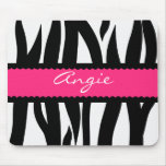 Zebra Stripes Pattern Personalized Name Mousepad