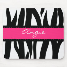 Zebra Stripes Pattern Personalized Name Mousepad