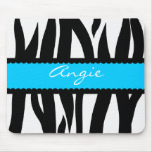 Zebra Stripes Pattern Personalized Name Mousepad
