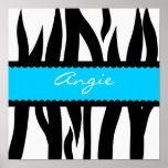 Zebra Stripes Pattern Personalized Name Poster