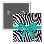 Zebra Stripes with Blue Ribbon and bow Pattern Buttons