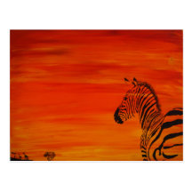 Zebra Sunset Post Card