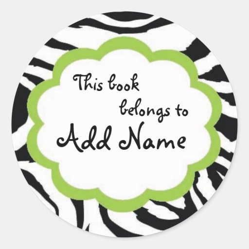 Zebra "This book belongs to" sticker