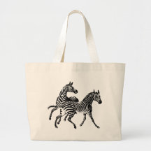 Zebra Zebras Vintage Wood Engraving Canvas Bags