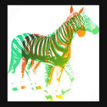Zebras - Green & Orange posters