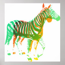 Zebras - Green & Orange Posters