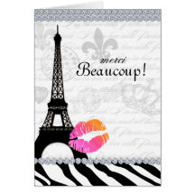 Zèbre de bijoux de Tour Eiffel de carte de remerci