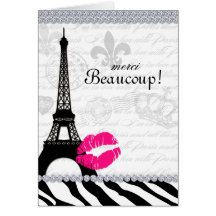 Zèbre de bijoux de Tour Eiffel de carte de remerci