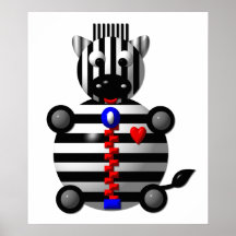 Zèbre mignon avec une tirette posters