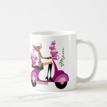 Zèbre mignon de rose de tasse de fille de scooter 