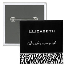 Zèbre moderne blanc noir de demoiselle d'honneur badges