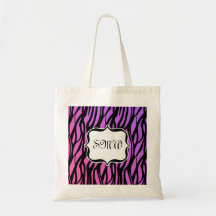 Zèbre pourpre/rose chaud barre le monogramme Fourr Sac