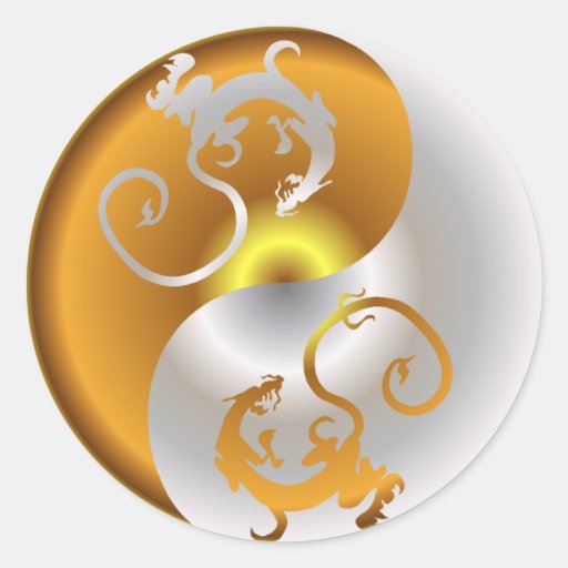 Zen Dragons Round Stickers