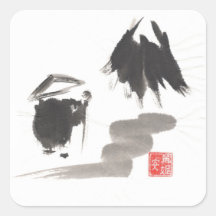 Zen Monk and Mountain of Enlightenment Sticker