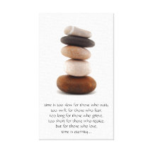 zen rocks; time quote. gallery wrapped canvas