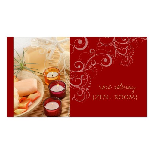Zen room, candle + swirls business cards