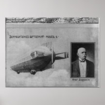 Zeppelin Airship Model 4 & Graf (Count) Zeppelin Print