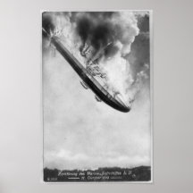 Zeppelin brûlant la chute du ciel 1913 affiches