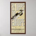 Zeppelin Hindenburg Vintage Travel Poster