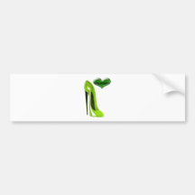 Zesty Lime Green Stiletto Shoe and 3D Heart Bumper Stickers