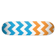 Zig Zag  Aqua-Orange Custom Skate Board