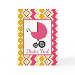 Zigzag & Pink Carriage Baby Shower Thank You