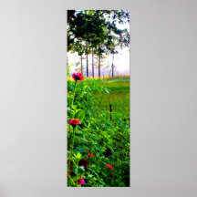 Zinnas Among Pine Trees Print