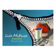 "Zipper" - Sewing, Dressmaker, Seamstress, Tailor Business Cards