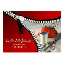 "Zipper" - Sewing, Dressmaker, Seamstress, Tailor Business Card Templates