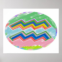 Zodiaque AQUARIOUS birthstar - art acrylique sur C Posters
