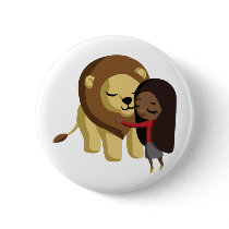 Zoe and Peanut the Lion Pinback Buttons