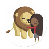 Zoe and Peanut the Lion Round Sticker