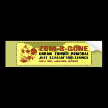 Zom-B-Gone Urban Zombie Removal bumper stickers