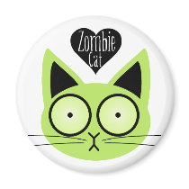 Zombie Cat Fridge Magnet