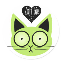 Zombie Cat Round Sticker