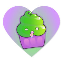 Zombie Cupcake Heart Sticker