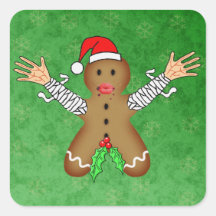 Zombie Gingerbread Square Stickers