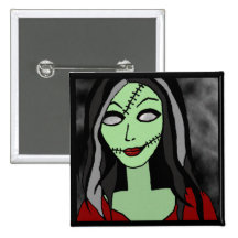 'Zombie Girl' Button