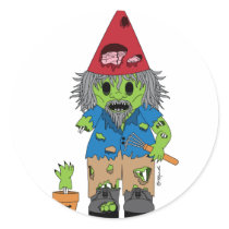 Zombie Gnome Round Stickers