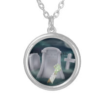 Zombie grave illustration necklace