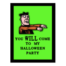 Zombie Halloween Party Invitations Postcards