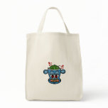 Zombie monkey in blue tote bag